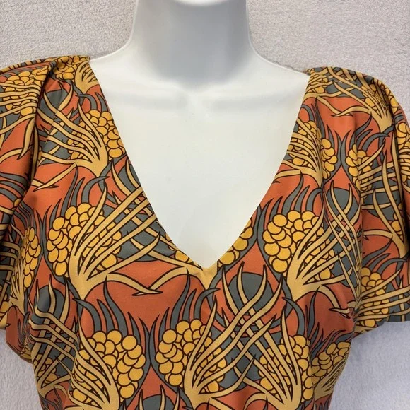 Albion One Piece Swimsuit Womens Medium Brown Orange Floral Tropical Wirefree - Picture 13 of 15